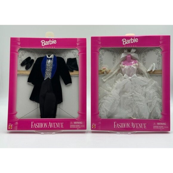 VIntage 1995 NIP NRFB Fashion Avenue Barbie Ken Bride Groom Wedding 14398 14678 - Picture 1 of 9